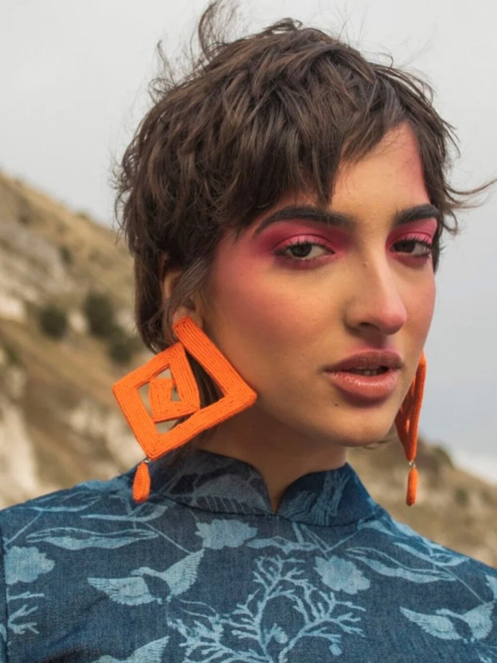 New Handcrafted Artisan Beaded Earrings "Thicc" Design in Orange - 25% Off Sale